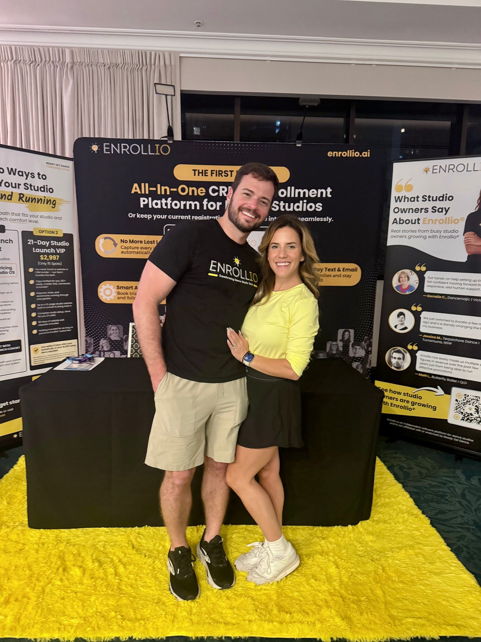 Enrollio founders at their booth